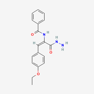 molecular formula C18H19N3O3 B11530577 N-[(1E)-1-(4-ethoxyphenyl)-3-hydrazinyl-3-oxoprop-1-en-2-yl]benzamide 