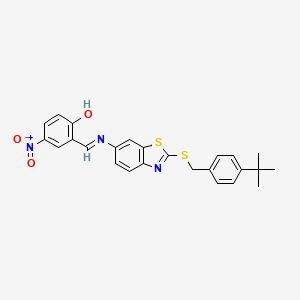 2-[(E)-({2-[(4-tert-butylbenzyl)sulfanyl]-1,3-benzothiazol-6-yl}imino)methyl]-4-nitrophenol