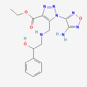 molecular formula C16H19N7O4 B11530654 ethyl 1-(4-amino-1,2,5-oxadiazol-3-yl)-5-{[(2-hydroxy-2-phenylethyl)amino]methyl}-1H-1,2,3-triazole-4-carboxylate 