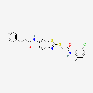 N-[2-({2-[(5-chloro-2-methylphenyl)amino]-2-oxoethyl}sulfanyl)-1,3-benzothiazol-6-yl]-3-phenylpropanamide