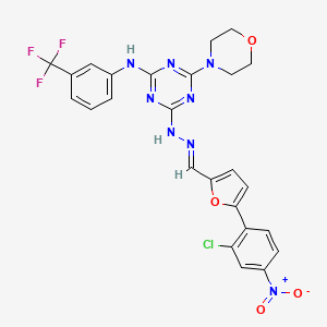 4-[(2E)-2-{[5-(2-chloro-4-nitrophenyl)furan-2-yl]methylidene}hydrazinyl]-6-(morpholin-4-yl)-N-[3-(trifluoromethyl)phenyl]-1,3,5-triazin-2-amine