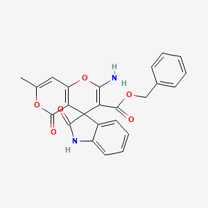 benzyl 2'-amino-7'-methyl-2,5'-dioxo-1,2-dihydro-5'H-spiro[indole-3,4'-pyrano[4,3-b]pyran]-3'-carboxylate