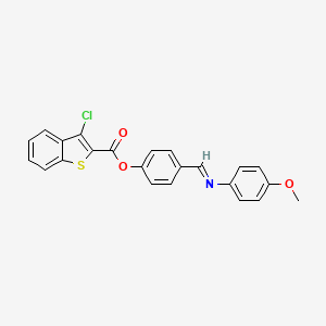 molecular formula C23H16ClNO3S B11530767 4-[(E)-[(4-Methoxyphenyl)imino]methyl]phenyl 3-chloro-1-benzothiophene-2-carboxylate 