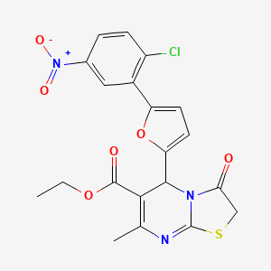 ethyl 5-[5-(2-chloro-5-nitrophenyl)furan-2-yl]-7-methyl-3-oxo-2,3-dihydro-5H-[1,3]thiazolo[3,2-a]pyrimidine-6-carboxylate