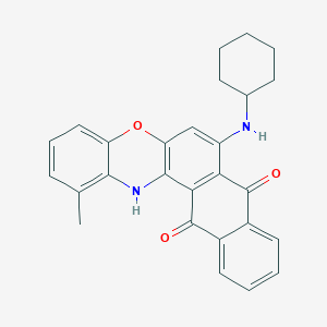 molecular formula C27H24N2O3 B11530811 7-(cyclohexylamino)-1-methyl-8H-naphtho[2,3-a]phenoxazine-8,13(14H)-dione 