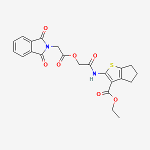 molecular formula C22H20N2O7S B11530814 ethyl 2-[({[(1,3-dioxo-1,3-dihydro-2H-isoindol-2-yl)acetyl]oxy}acetyl)amino]-5,6-dihydro-4H-cyclopenta[b]thiophene-3-carboxylate 