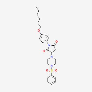 1-[4-(Hexyloxy)phenyl]-3-[4-(phenylsulfonyl)piperazin-1-yl]pyrrolidine-2,5-dione