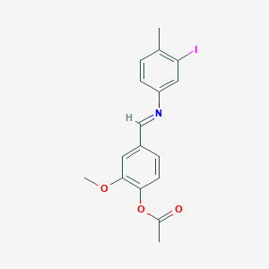 molecular formula C17H16INO3 B11530882 4-[(E)-[(3-Iodo-4-methylphenyl)imino]methyl]-2-methoxyphenyl acetate 