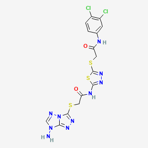 2-[(7-amino-7H-[1,2,4]triazolo[4,3-b][1,2,4]triazol-3-yl)sulfanyl]-N-[5-({2-[(3,4-dichlorophenyl)amino]-2-oxoethyl}sulfanyl)-1,3,4-thiadiazol-2-yl]acetamide