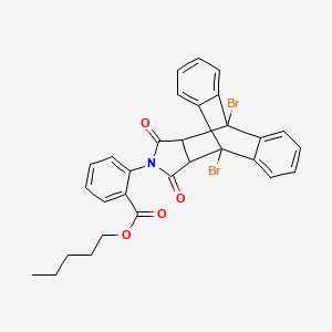 Pentyl 2-(1,8-dibromo-16,18-dioxo-17-azapentacyclo[6.6.5.0~2,7~.0~9,14~.0~15,19~]nonadeca-2,4,6,9,11,13-hexaen-17-yl)benzoate (non-preferred name)