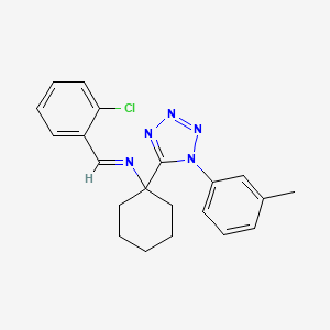 N-[(E)-(2-chlorophenyl)methylidene]-1-[1-(3-methylphenyl)-1H-tetrazol-5-yl]cyclohexanamine