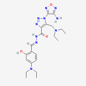 molecular formula C21H30N10O3 B11531016 1-(4-Amino-1,2,5-oxadiazol-3-YL)-N'-[(E)-[4-(diethylamino)-2-hydroxyphenyl]methylidene]-5-[(diethylamino)methyl]-1H-1,2,3-triazole-4-carbohydrazide 