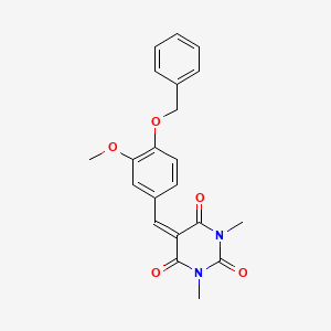 molecular formula C21H20N2O5 B11531043 5-[4-(benzyloxy)-3-methoxybenzylidene]-1,3-dimethylpyrimidine-2,4,6(1H,3H,5H)-trione 