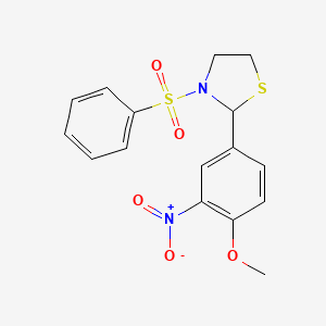 3-(Benzenesulfonyl)-2-(4-methoxy-3-nitrophenyl)-1,3-thiazolidine