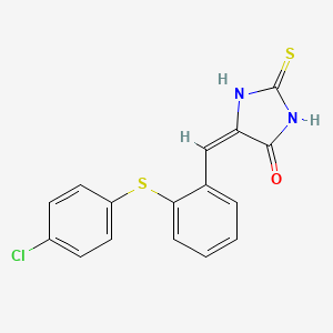 (5E)-5-{2-[(4-chlorophenyl)sulfanyl]benzylidene}-2-thioxoimidazolidin-4-one