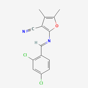 2-{[(E)-1-(2,4-dichlorophenyl)methylidene]amino}-4,5-dimethyl-3-furonitrile