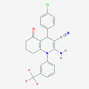 2-Amino-4-(4-chlorophenyl)-5-oxo-1-(3-(trifluoromethyl)phenyl)-1,4,5,6,7,8-hexahydroquinoline-3-carbonitrile