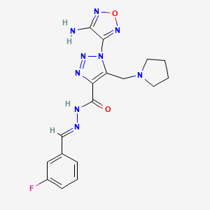 1-(4-amino-1,2,5-oxadiazol-3-yl)-N'-[(E)-(3-fluorophenyl)methylidene]-5-(pyrrolidin-1-ylmethyl)-1H-1,2,3-triazole-4-carbohydrazide