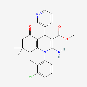 Methyl 2-amino-1-(3-chloro-2-methylphenyl)-7,7-dimethyl-5-oxo-4-(pyridin-3-yl)-1,4,5,6,7,8-hexahydroquinoline-3-carboxylate