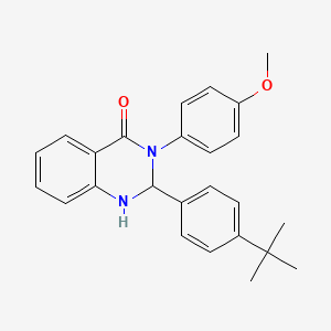 molecular formula C25H26N2O2 B11531216 2-(4-Tert-butylphenyl)-3-(4-methoxyphenyl)-1,2-dihydroquinazolin-4-one 