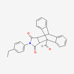 molecular formula C27H21NO3 B11531258 17-(4-Ethylphenyl)-16,18-dioxo-17-azapentacyclo[6.6.5.0~2,7~.0~9,14~.0~15,19~]nonadeca-2,4,6,9,11,13-hexaene-1-carbaldehyde 