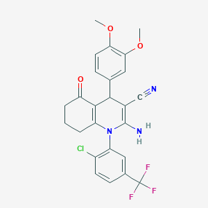 2-Amino-1-[2-chloro-5-(trifluoromethyl)phenyl]-4-(3,4-dimethoxyphenyl)-5-oxo-1,4,5,6,7,8-hexahydroquinoline-3-carbonitrile