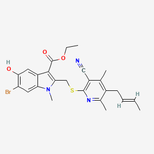 ethyl 6-bromo-2-[({5-[(2E)-but-2-en-1-yl]-3-cyano-4,6-dimethylpyridin-2-yl}sulfanyl)methyl]-5-hydroxy-1-methyl-1H-indole-3-carboxylate