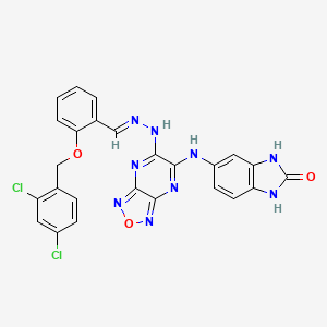 5-({6-[(2E)-2-{2-[(2,4-dichlorobenzyl)oxy]benzylidene}hydrazinyl][1,2,5]oxadiazolo[3,4-b]pyrazin-5-yl}amino)-1,3-dihydro-2H-benzimidazol-2-one