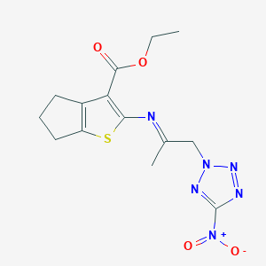 ethyl 2-{[(2E)-1-(5-nitro-2H-tetrazol-2-yl)propan-2-ylidene]amino}-5,6-dihydro-4H-cyclopenta[b]thiophene-3-carboxylate