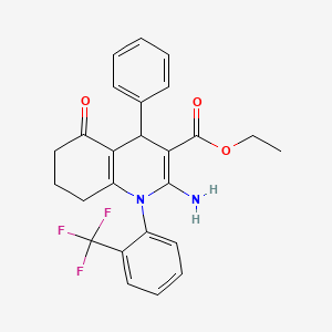 Ethyl 2-amino-5-oxo-4-phenyl-1-[2-(trifluoromethyl)phenyl]-1,4,5,6,7,8-hexahydroquinoline-3-carboxylate