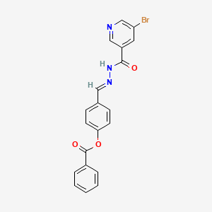 molecular formula C20H14BrN3O3 B11531335 4-[(E)-{2-[(5-bromopyridin-3-yl)carbonyl]hydrazinylidene}methyl]phenyl benzoate 