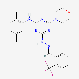 N-(2,5-dimethylphenyl)-4-(morpholin-4-yl)-6-{(2E)-2-[2-(trifluoromethyl)benzylidene]hydrazinyl}-1,3,5-triazin-2-amine