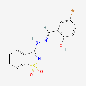 4-bromo-2-{(E)-[2-(1,1-dioxido-1,2-benzothiazol-3-yl)hydrazinylidene]methyl}phenol