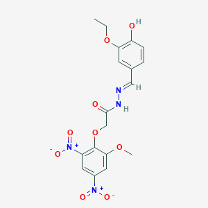 N'-[(E)-(3-ethoxy-4-hydroxyphenyl)methylidene]-2-(2-methoxy-4,6-dinitrophenoxy)acetohydrazide