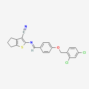 2-{[(E)-{4-[(2,4-dichlorobenzyl)oxy]phenyl}methylidene]amino}-5,6-dihydro-4H-cyclopenta[b]thiophene-3-carbonitrile