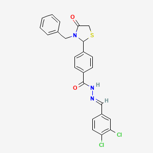 molecular formula C24H19Cl2N3O2S B11531414 4-(3-benzyl-4-oxo-1,3-thiazolidin-2-yl)-N'-[(E)-(3,4-dichlorophenyl)methylidene]benzohydrazide 