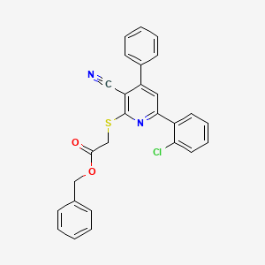 molecular formula C27H19ClN2O2S B11531419 Benzyl {[6-(2-chlorophenyl)-3-cyano-4-phenylpyridin-2-yl]sulfanyl}acetate 