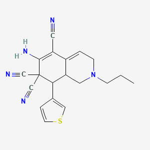 6-amino-2-propyl-8-(thiophen-3-yl)-2,3,8,8a-tetrahydroisoquinoline-5,7,7(1H)-tricarbonitrile