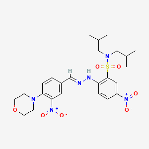 molecular formula C25H34N6O7S B11531457 N,N-bis(2-methylpropyl)-2-{(2E)-2-[4-(morpholin-4-yl)-3-nitrobenzylidene]hydrazinyl}-5-nitrobenzenesulfonamide 