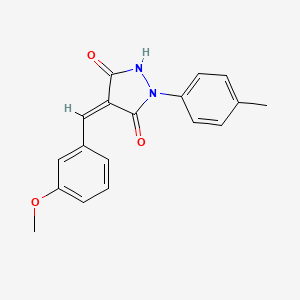 molecular formula C18H16N2O3 B11531492 (4Z)-4-[(3-methoxyphenyl)methylidene]-1-(4-methylphenyl)pyrazolidine-3,5-dione 