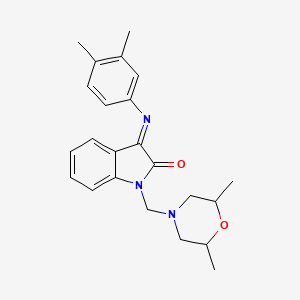 (3Z)-1-[(2,6-dimethylmorpholin-4-yl)methyl]-3-[(3,4-dimethylphenyl)imino]-1,3-dihydro-2H-indol-2-one