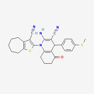 2-Amino-1-(3-cyano-5,6,7,8-tetrahydro-4H-cyclohepta[b]thiophen-2-yl)-4-(4-(methylthio)phenyl)-5-oxo-1,4,5,6,7,8-hexahydroquinoline-3-carbonitrile