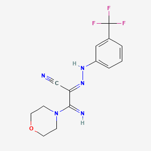 (2E)-3-imino-3-(morpholin-4-yl)-2-{2-[3-(trifluoromethyl)phenyl]hydrazinylidene}propanenitrile