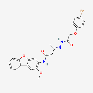 molecular formula C25H22BrN3O5 B11531604 (3E)-3-{[(4-Bromophenoxy)acetyl]hydrazono}-N-(2-methoxydibenzo[B,D]furan-3-YL)butanamide 