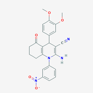 2-Amino-4-(3,4-dimethoxyphenyl)-1-(3-nitrophenyl)-5-oxo-1,4,5,6,7,8-hexahydroquinoline-3-carbonitrile