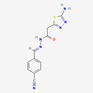 2-(5-amino-1,3,4-thiadiazol-2-yl)-N'-[(E)-(4-cyanophenyl)methylidene]acetohydrazide