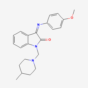 (3Z)-3-[(4-methoxyphenyl)imino]-1-[(4-methylpiperidin-1-yl)methyl]-1,3-dihydro-2H-indol-2-one