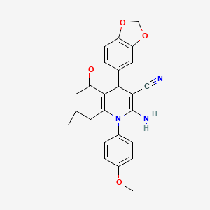 2-Amino-4-(1,3-benzodioxol-5-yl)-1-(4-methoxyphenyl)-7,7-dimethyl-5-oxo-1,4,5,6,7,8-hexahydroquinoline-3-carbonitrile