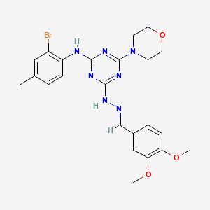 N-(2-bromo-4-methylphenyl)-4-[(2E)-2-(3,4-dimethoxybenzylidene)hydrazinyl]-6-(morpholin-4-yl)-1,3,5-triazin-2-amine