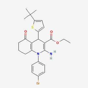 Ethyl 2-amino-1-(4-bromophenyl)-4-(5-tert-butylthiophen-2-yl)-5-oxo-1,4,5,6,7,8-hexahydroquinoline-3-carboxylate